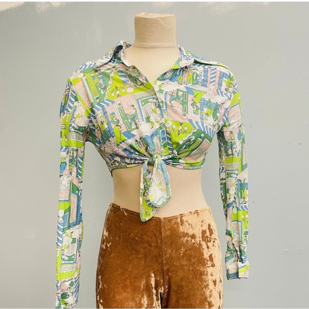 1970s vintage crop button down
